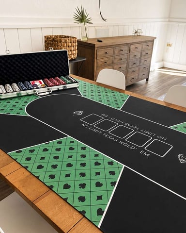 Game room with poker table and seating for a group